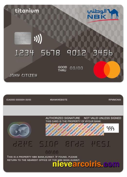 Kuwait NBK Bank titanium cashback mastercard